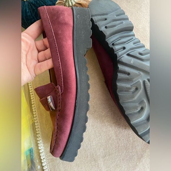 baldi london wine-colored shoes loafers with small platform size 8.5 made New - Picture 4 of 12